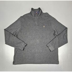 Polo Ralph Lauren‎ Pullover Mens 2XL Estate Rib Gray Qt Zip Flesh Pony
